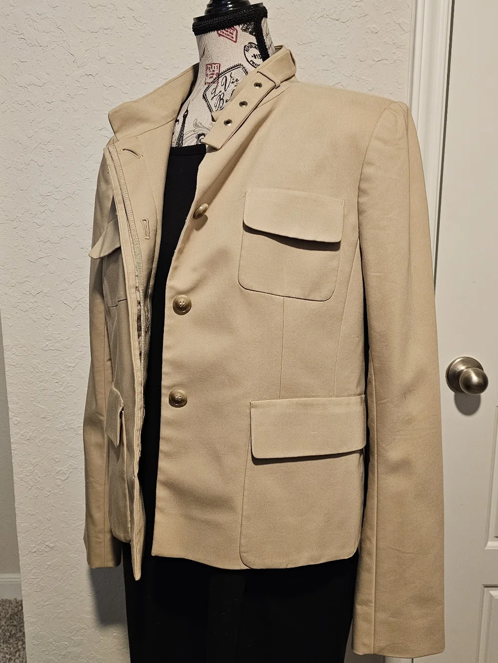 Ann Taylor Beige Women's Military-Style Blazer - Picture 3 of 9
